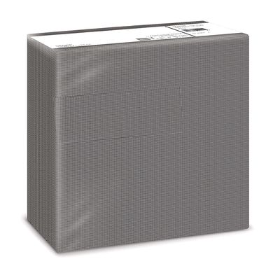 Fato - Dry Paper Napkins, Airlaid, Fabric Effect, Pack of 50, Size 40 x 40 cm Folded in 4, Titanium Black Design