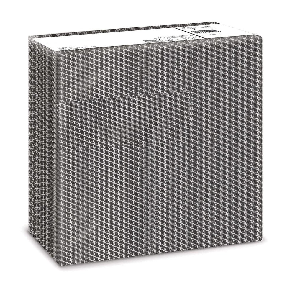 Fato - Dry Paper Napkins, Airlaid, Fabric Effect, Pack of 50, Size 40 x 40 cm Folded in 4, Titanium Black Design