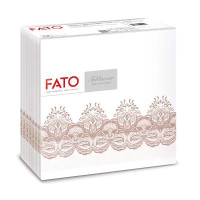 Fato - Dry Paper Napkins, Airlaid, Fabric Effect, Pack of 50 Napkins, Size 40x40 Folded in 4, Bombay Cappuccino Decoration