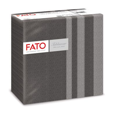 Fato - Dry Paper Napkins, airlaid, Fabric Effect, Pack of 50, Napkins, Size 40 x 40 Folded in 4, Black Tweed Design