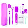 Annhua Braces Cleaning Kit 8 Pack, Orthodontic Travel Dental Care Set with Interdental Brushes, Brace Wax, Floss Threader, Oral Mirror & Timer - Portable for Teeth Aligners, Retainers - Purple view 1