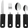 10 Pack Adaptive Utensils Set, Non-Slip Handles for Hand Tremors, Arthritis, Parkinsons or Elderly use - Stainless Steel Knife, Fork view 1