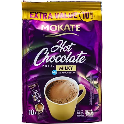 Mokate Milky Hot Chocolate Sachets (10 x 18g) - Pack of 5