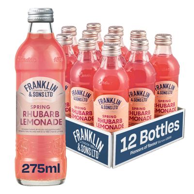 Franklin & Sons Rhubarb Lemonade | 12 x 275ml Bottle Case | Sharp & Sweet Rhubarb | Lake District Water | Dry Crisp Refreshing Taste | No Artificial Colours | Premium Sparkling Soft Drink |