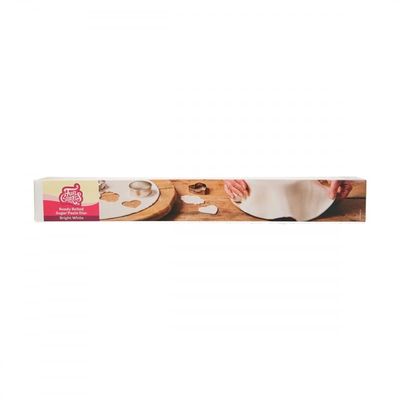 FunCakes Ready Rolled Sugar Paste Disc Bright White, Delicious Vanilla Flavour, Already Rolled 36 cm Round and 3 mm Thick, 430 g