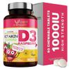 Kids Vitamin D3 1000 iu High Strength - Chewable Raspberry Flavour Vitamin D for Kids 4-12 Years, Vegan Society Registered Tablets not Gummies - 2 Months Supply - Made in The UK by YrHealth view 1