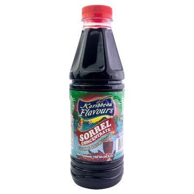 Karibbean Flavours Sorrel Concentrate | Hibiscus Syrup Cordial | 750 Ml / 26 Fl Oz. | Makes Refreshing Cool Drink | Natural Vitamin C
