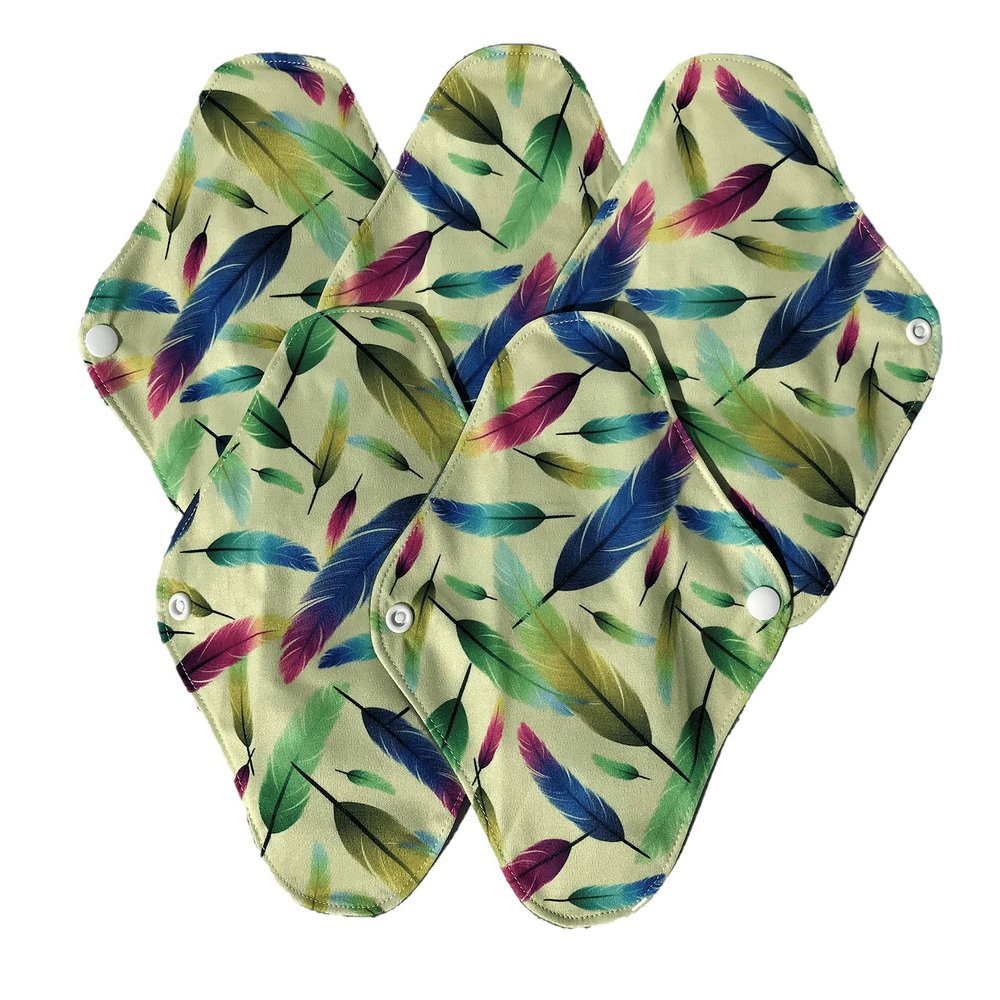 5 X Reusable Sanitary Pads Towels, ST'S Odour Absorbing Bamboo Cloth - Washable Menstrual Cloth Pantyliners, Medium to Heavy Flow ECO Friendly, Reusable Period Pads - Pretty Pads