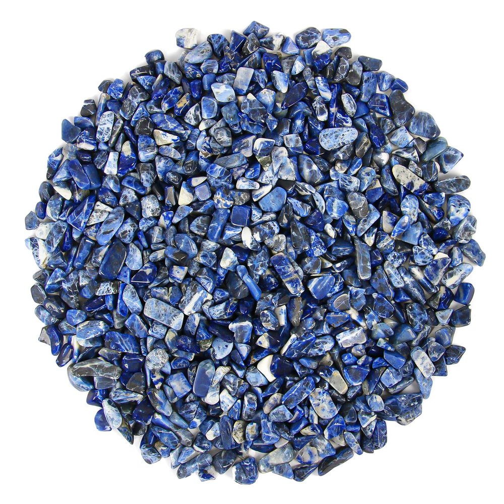 1.1lb Natural Crushed Sodalite Crystal Tumbled Chips-Sodalite Healing Crystals Chips Bulk, Crushed Crystal Gemstones for Crafts, Beautiful Package for Gift (Sodalite)