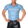 Tight-Fitting Latex Polo-Shirt Sexy Men s Latex T-Shirt (no Pants)-Pink_XXL view 1