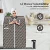 COSTWAY Home Steam Sauna, 9 Levels Temperature Adjustable Personal Spa Box with Folding Chair, 3L 1000W Bathroom Remote Control Sauna Tent for Therapy, Detoxify, Sweating and Slimming (Grey) view 3