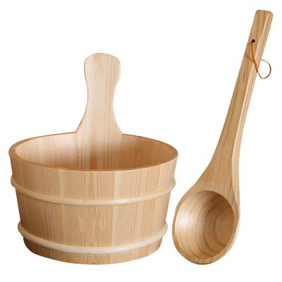 AIZYR Sauna Bucket with Ladle/Plastic Liner - Handmade Wooden Sauna Bucket Sauna Spa Accessory for Steam Room