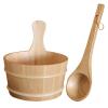AIZYR Sauna Bucket with Ladle/Plastic Liner - Handmade Wooden Sauna Bucket Sauna Spa Accessory for Steam Room view 1