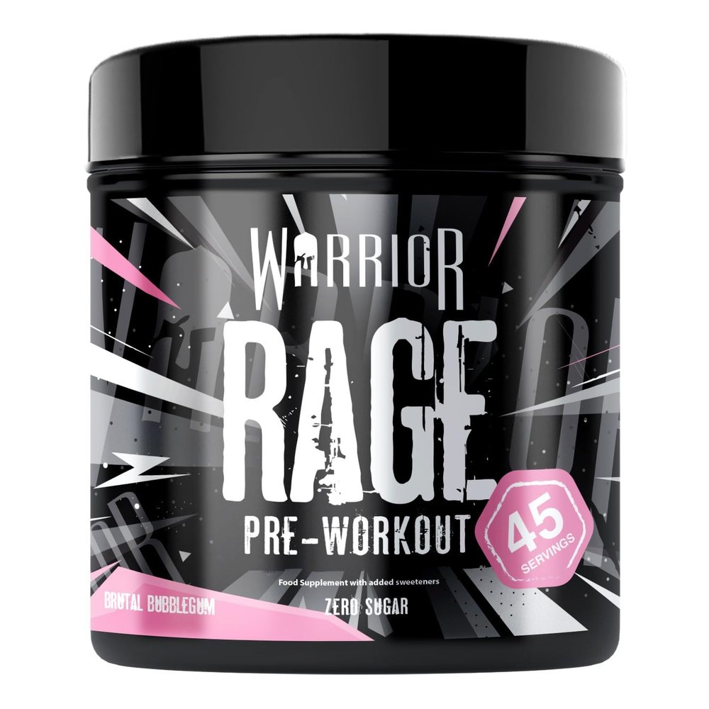 Warrior Rage Pre Workout Powder 392g (45 Servings) 300mg Caffeine High Stim Energy Drink Supplement + Beta-Alanine, Creatine, BCAA, Taurine, Citrulline & Arginine AAKG for Muscle Brutal Bubblegum