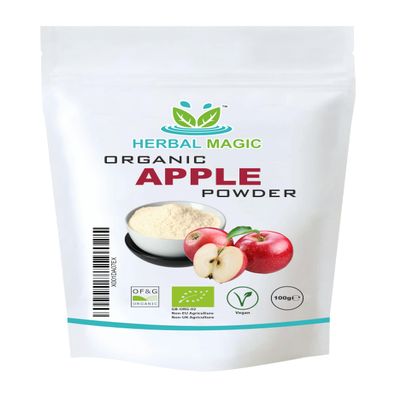 Herbal Magic's Pure & Organic Apple Powder - Rich & Vibrant Smoothies, Shakes, Juices, Baking, Cuisines - irresistibly delicious - for an active lifestyle -100g (Pack of 1)