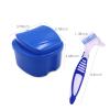 HRASY Denture Bath Case with Denture Cleaning Brush Kit - 2 Pcs Denture Bath Case Cup Box Holder Storage Soaking Container with Strainer Basket | 2 Pcs Denture Toothbrushes for False Teeth Cleaning view 2