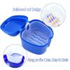 HRASY Denture Bath Case with Denture Cleaning Brush Kit - 2 Pcs Denture Bath Case Cup Box Holder Storage Soaking Container with Strainer Basket | 2 Pcs Denture Toothbrushes for False Teeth Cleaning view 3