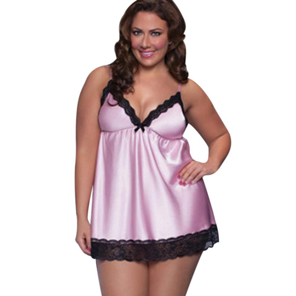 Women's Erotic Lingerie Sets Sexy Lace Underwear Sleepwear-Pink_XL