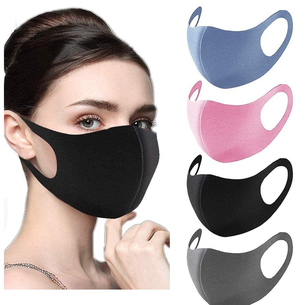 4 PACK Colour Fabric Face Cover 4 Pieces Black Grey Pink Blue by Protectafile 4 IN A PACK