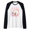 Vaporwave Strawberry Cat 90s Japanese Kawaii Strawberry Milk Raglan Baseball Tee