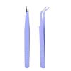 2Pcs Nail Art Tweezers, Stainless Steel Straight and Curved Tip Tweezers False Eyelash Extension Tweezers(Purple) view 1