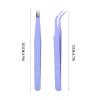 2Pcs Nail Art Tweezers, Stainless Steel Straight and Curved Tip Tweezers False Eyelash Extension Tweezers(Purple) view 4