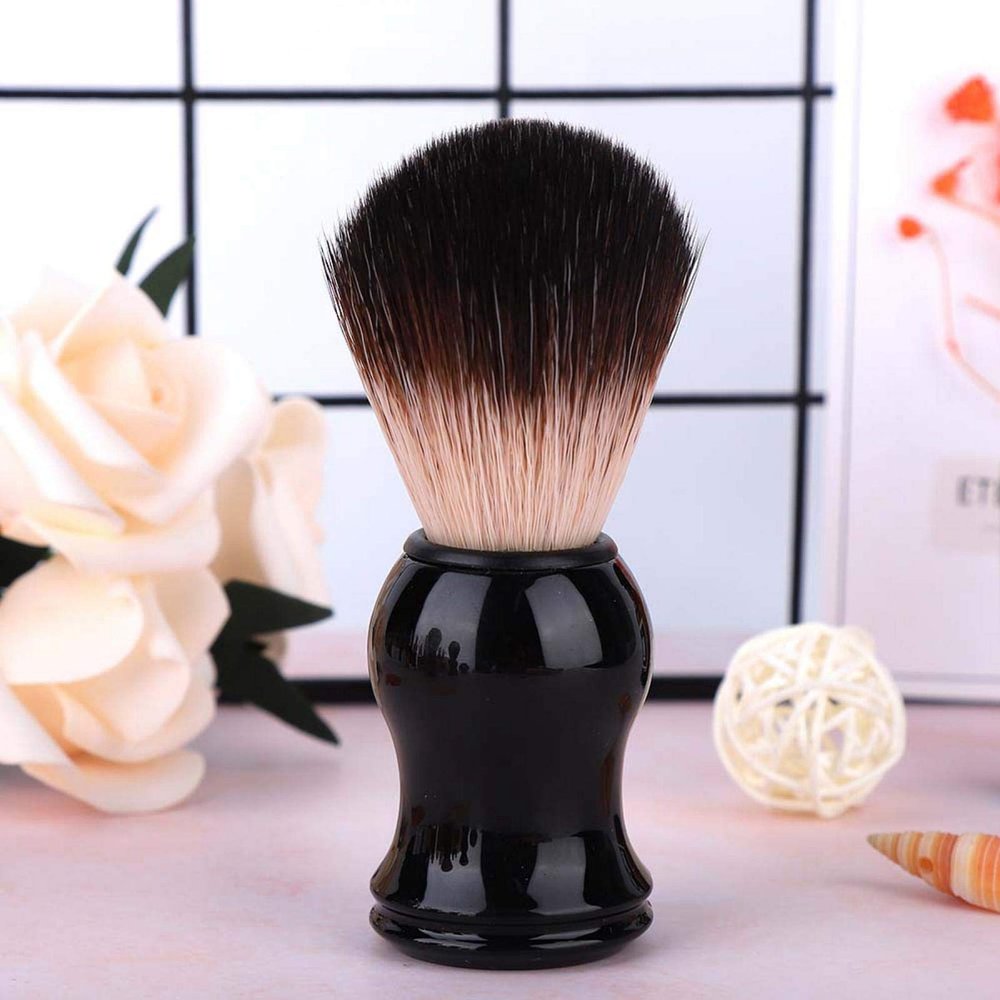 Beard Brush Beard Cleaning Brush, Barber Brush Portable Delicate Handle Shaving Brush, Excellent Barber Brush Home Use for Salon Use Nylon Imitation Black Four-Way