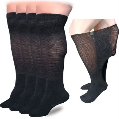 VEIGIKE Extra Wide Lymphedema Bariatric Socks Knee High Replacemen Sock Liner for Air Cam Walkers Brace Orthopedics Cast Boot Men Women, Black-2pairs, One Size, Black, One size