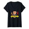 Womens Japanese Cat Eating a Ramen Noodles V-Neck T-Shirt view 1