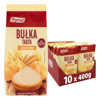 Prymat Breadcrumbs 400g (Pack of 10) - Golden Breadcrumbs, for Cakes & Coatings - Multipack