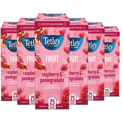 Tetley Raspberry & Pomegranate String & Tag Envelopes 6 x 25 Teabags