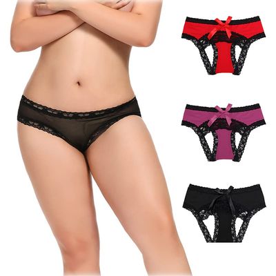 AWFOUGAR Plus Size Underwear for Women Midnight Lingerie Sexy Mesh Lace Panties - - S