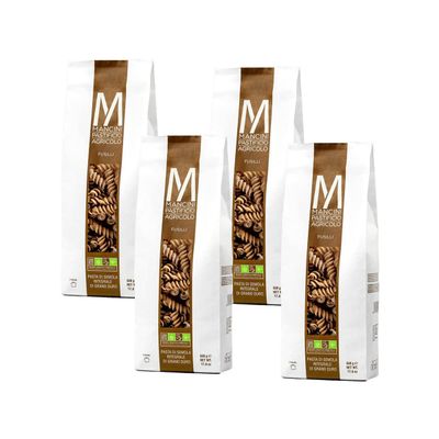 Mancini Pastificio Agricolo - Authentic Italian Whole Wheat Pasta - Fusilli - 4 x 500 g (17.6 oz)