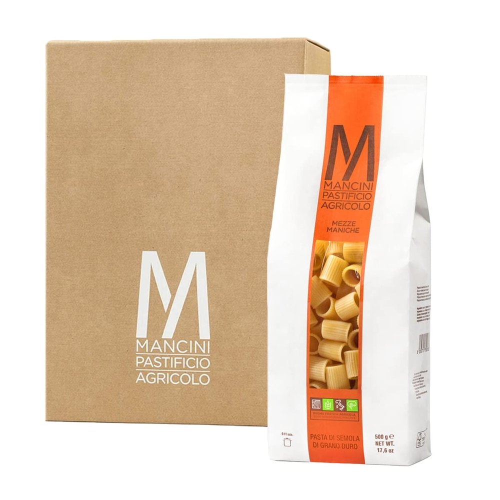 Mancini Pastificio Agricolo - Authentic Italian Pasta - Mezze Maniche - 12 x 500 g (17.6 oz)