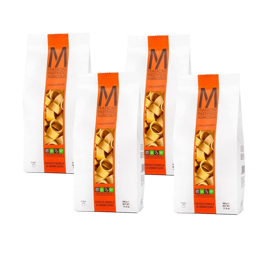 Mancini Pastificio Agricolo - Authentic Italian Pasta - Calamarata - 4 x 500 g (17.6 oz)