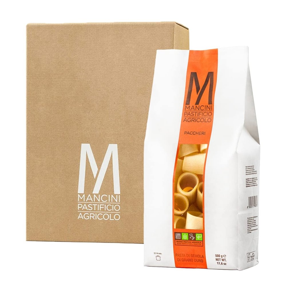 Mancini Pastificio Agricolo - Authentic Italian Pasta - Paccheri - 12 x 500 g (17.6 oz)