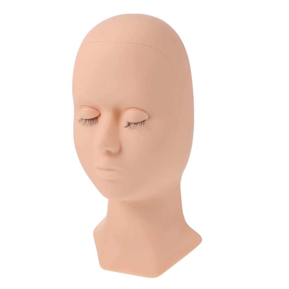 1pc Human Head Eyelashes Teaching De Para Gelatinas Braid Wig Silicone Mold Face Silicone Eyelash Head Stand Detachable Head Mold Training Head Model Mannequin Mold