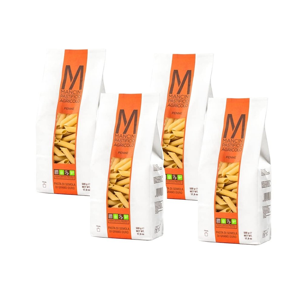 Mancini Pastificio Agricolo - Authentic Italian Pasta - Penne Rigate - 4 x 500 g (17.6 oz)