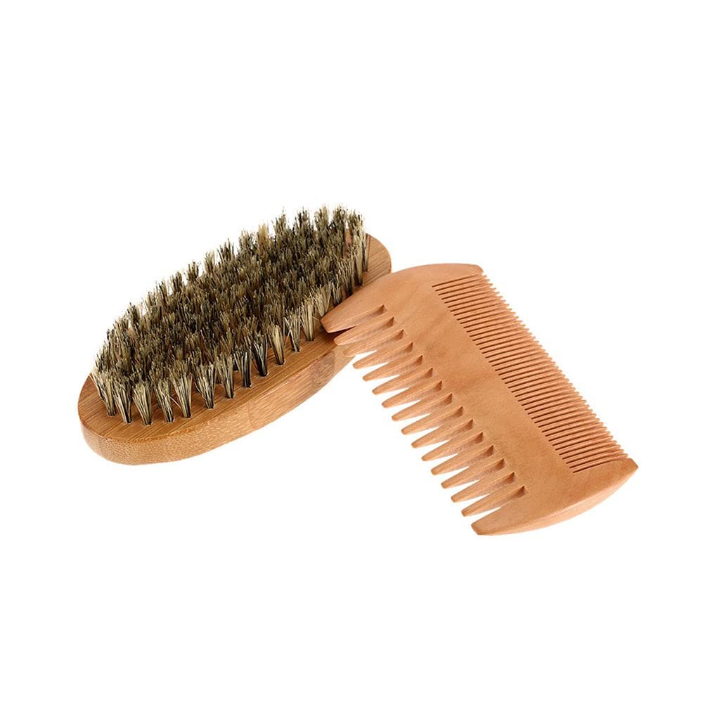Beard Grooming Kit for Men, Beard Brush & Wooden Comb Kit Beard Care Kit for Styling, Shaping, Trimming and Growth
