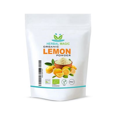 Herbal Magic's Pure & Organic Lemon juice Powder - Rich & Vibrant Smoothies, Shakes, Juices, Baking, Cuisines - irresistibly delicious - for an active lifestyle - 200g