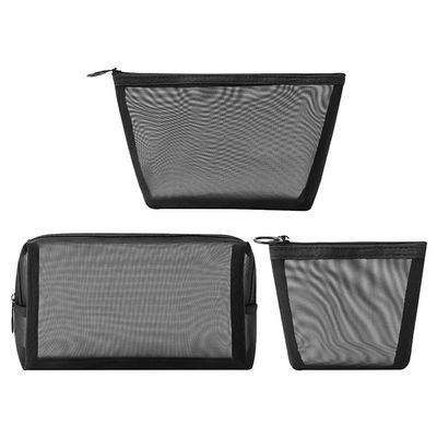 minkissy 3pcs Mesh Toiletry Bag Lightweight Storage Pouches Smooth Zippers for Easy Access Versatile Cosmetic Pencil and Travel Organizer Mesh Bags of Different