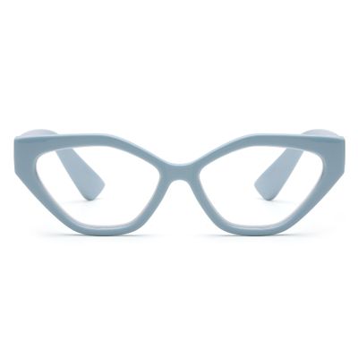 2SeeLife Oversized TR-90 Cat Eye Reading Glasses for Women Medium-Wide Fit, Sturdy Frame, Premium Geometric Readers, Pastel Blue, +2.25