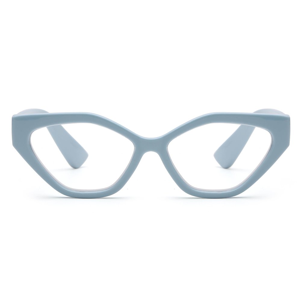 2SeeLife Oversized TR-90 Cat Eye Reading Glasses for Women Medium-Wide Fit, Sturdy Frame, Premium Geometric Readers, Pastel Blue, +2.25