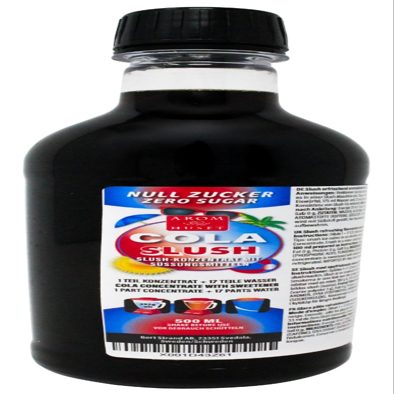 Aromhuset Zero Sugar Cola Slush Concentrate - 500ml - Delicious Guilt-Free Slushie Syrup Mix for Ice Drinks, Smoothies, DIY Cocktails, and Slush Machines - Mixing Ratio 1-17