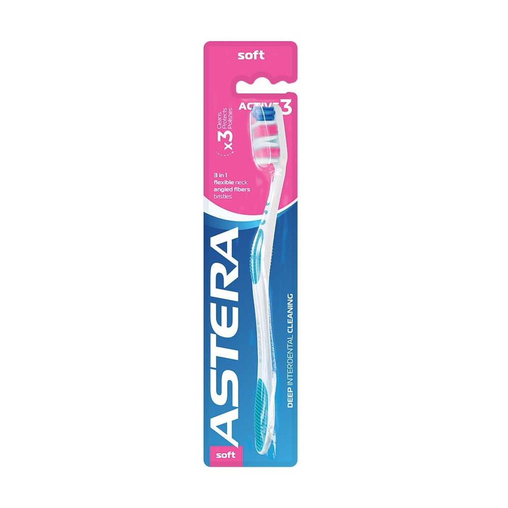 Astera Active3 Soft Toothbrush, Multicoloured