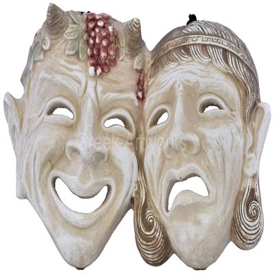 Mask Comedy and Tragedy Happy Sad Greek Theater Symbol Wall Dcor Cast Stone