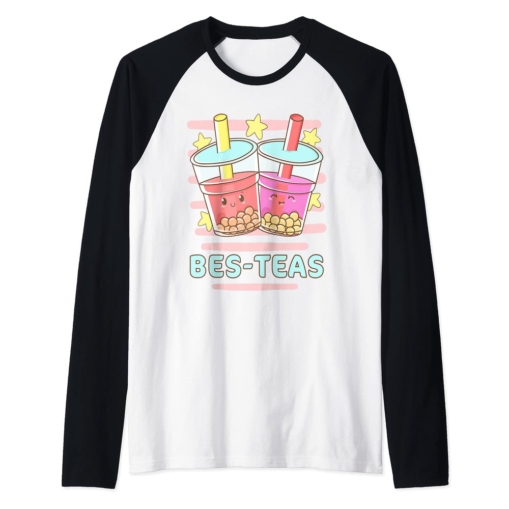 Kawaii Boba Bes-Teas, Besties Best Friends Bubble Tea Raglan Baseball Tee