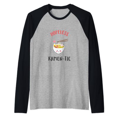 Hopeless Ramen-Tic Ramen Lover Pun: I Just Really Love Ramen Raglan Baseball Tee