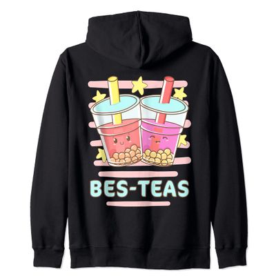 Kawaii Boba Bes-Teas, Besties Best Friends Bubble Tea Zip Hoodie