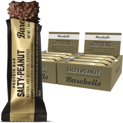 Barebells Salty Peanut Protein Bars, 12 Count,Pack of 2-20g Protein, 1g Sugar Snack Bars